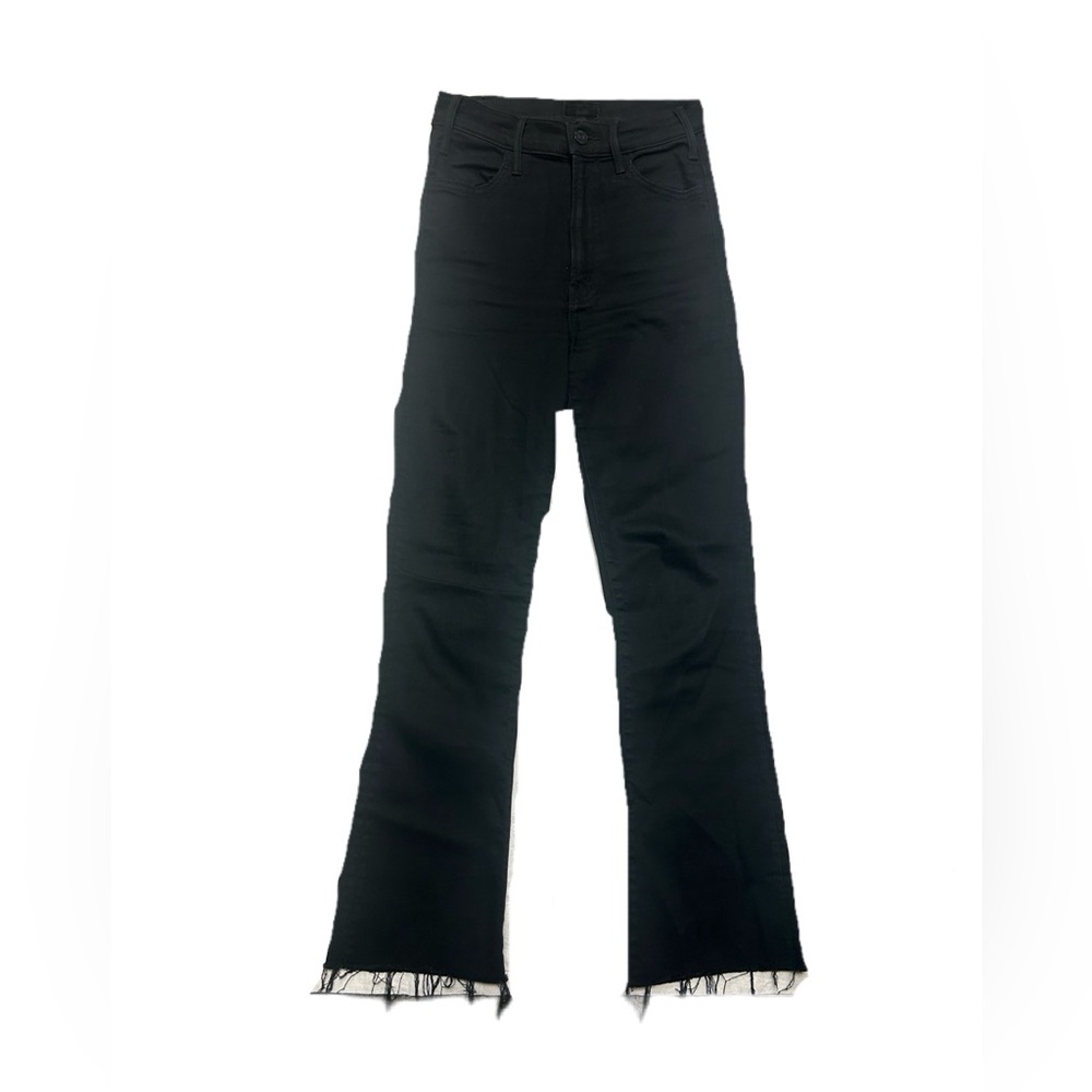 Mother The Hustler Ankle Fray Jeans Size 24 Not Guilty Black Stretch Wide Leg